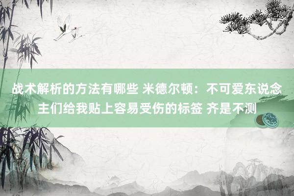 战术解析的方法有哪些 米德尔顿：不可爱东说念主们给我贴上容易受伤的标签 齐是不测