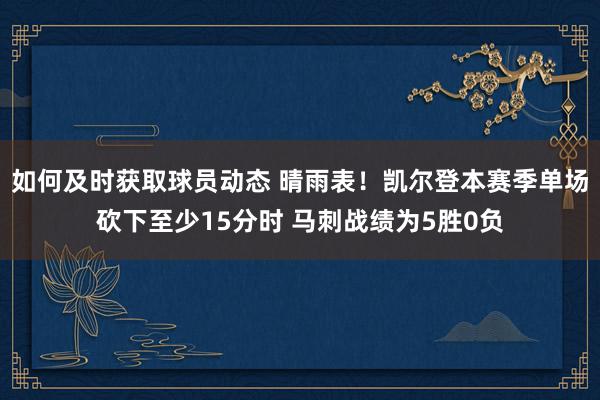 如何及时获取球员动态 晴雨表！凯尔登本赛季单场砍下至少15分时 马刺战绩为5胜0负