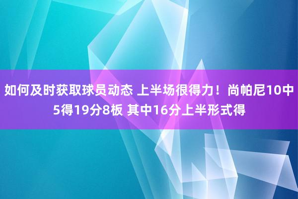 如何及时获取球员动态 上半场很得力！尚帕尼10中5得19分8板 其中16分上半形式得