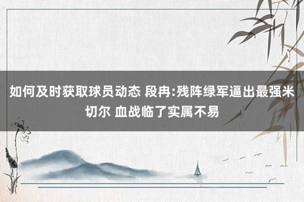 如何及时获取球员动态 段冉:残阵绿军逼出最强米切尔 血战临了实属不易