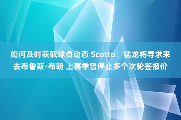 如何及时获取球员动态 Scotto：猛龙将寻求来去布鲁斯-布朗 上赛季曾停止多个次轮签报价