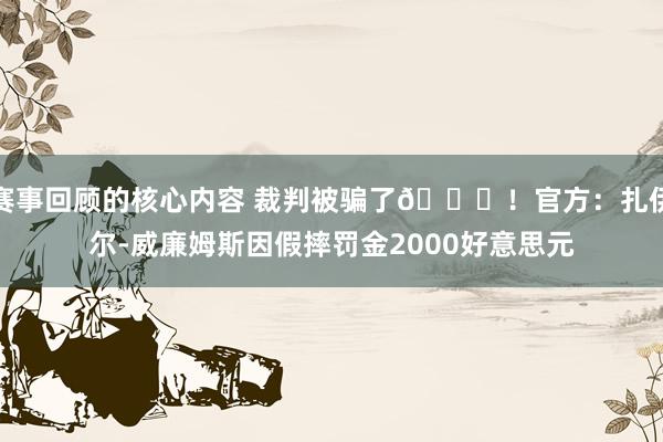 赛事回顾的核心内容 裁判被骗了😅！官方：扎伊尔-威廉姆斯因假摔罚金2000好意思元